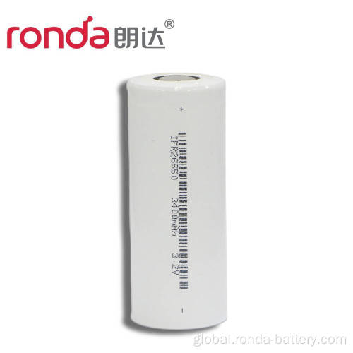 3.2V Rechargeable Battery IFR26650-3400mAh 3.2V Cylindrical LiFePO4 Battery Manufactory